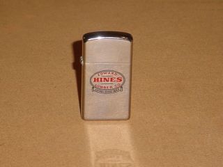 Vintage Zippo Slim Edward Hines Lumber Company Cigarette Lighter As - Is