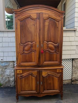 20th Century Black Walnut " Antique " French Country Closed Door Pantry Cabinet