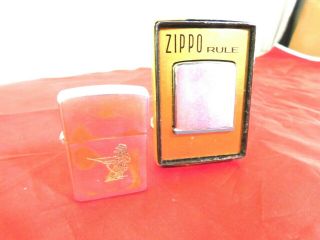Vintage Zippo W/fly Fisherman & Zippo Rule