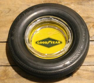 Vintage Goodyear Tire Ashtray 1970s Advertising Ash Tray Usa Yellow Logo,