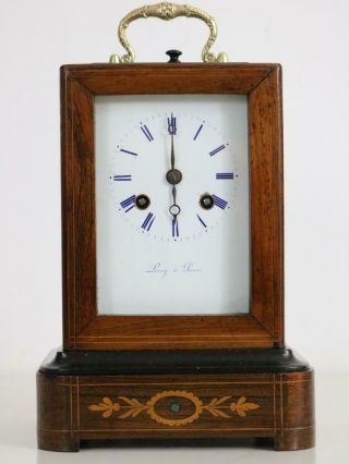 French Campaign Carriage Clock C1830 By Leroy A Paris Rosewood & Satinwood Case