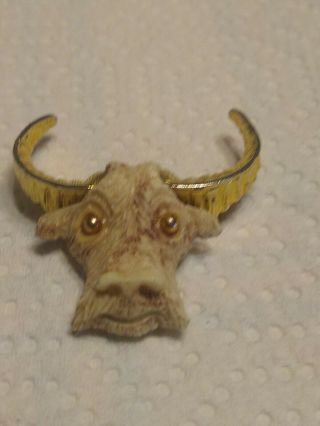 Vintage Luca Razza " Taurus The Bull " Zodiac Figural Brooch Pin