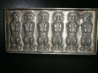 Vintage metal chocolate mold/mould,  flat mold of standing dogs,  Randle & Smith. 3