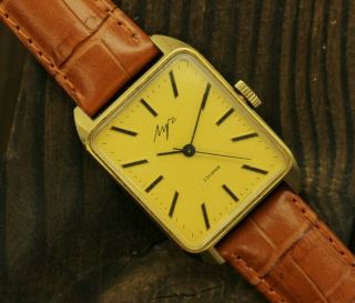 Vintage Rare Wrist Watch Soviet Luch 23 Jewels Gold Plated Unisex Ussr Cal.  2209