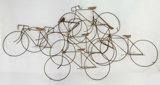 Vintage Mid Century Brutalist Curtis Jere Bicycle Wall Art Sculpture Bikes