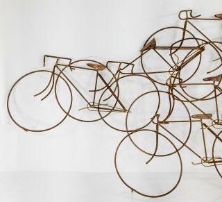 Vintage Mid Century Brutalist Curtis Jere Bicycle Wall Art Sculpture Bikes 2