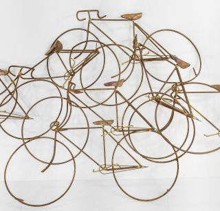 Vintage Mid Century Brutalist Curtis Jere Bicycle Wall Art Sculpture Bikes 3