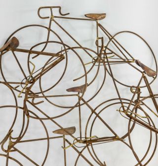 Vintage Mid Century Brutalist Curtis Jere Bicycle Wall Art Sculpture Bikes 5
