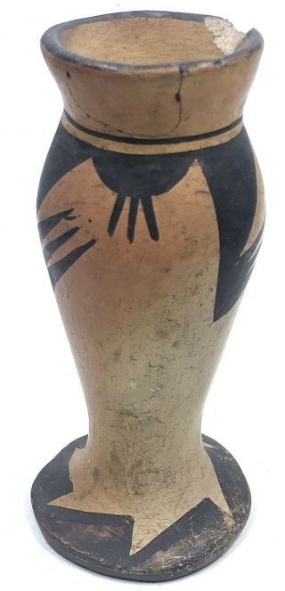 Vintage 1928 Hopi Native American Pottery Vase Snake Dancer Hand Painted 4.  5”