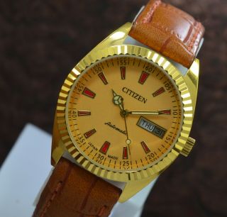 Vintage Citizen 8200 Gold Plated Day Date Automatic 21 Jewels Men 