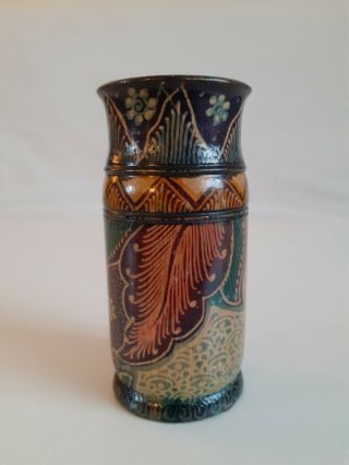 Vintage Chinese Wood Hand Painted Brush Pot