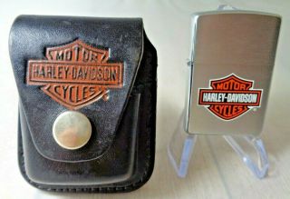 Zippo Harley Davidson Lighter With Leather Hd Belt Case - Made In Usa