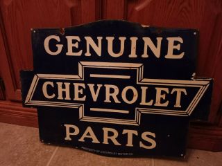 Vintage Antique Chevrolet Parts Double Sided Porcelain Sign (24 Inch)