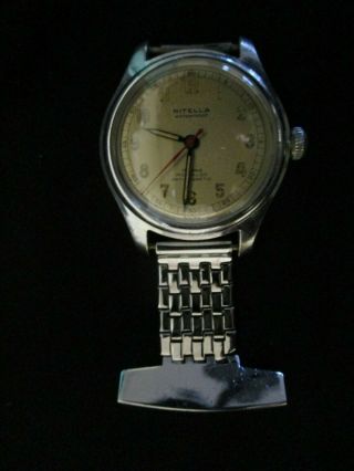 Vintage And Rare Swiss Made Nitella Wind Up Mechanical Nurses Fob Watch A2