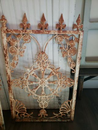 Antique Cast Iron Garden Gate Victorian Architectural Salvage Decor Fleur De Lis