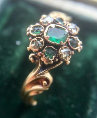 Gorgeous Antique Georgian Rose Cut Diamond Locket Ring In 18ct Gold,  Us6 Uk L