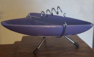 Vtg Oggi Boomerang Ceramic Ashtray Purple Retro Mid Century Mod Atomic Space Age