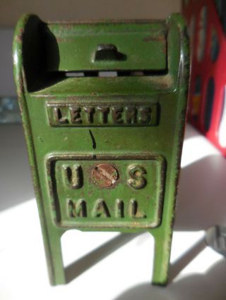 Vintage Cast Iron Coin Bank Us Mail Letter Box Stamped 1572 On Mail Flap