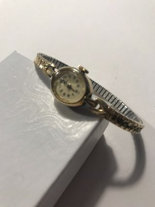 Vintage Hamilton Swiss Made Ladies Watch 10k Rgp Bezel Spiedel Wrist Band