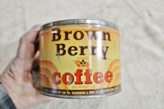 Vintage Coffee Tin Can Brown Berry Coffee W Boardman Sons Hartford Ct