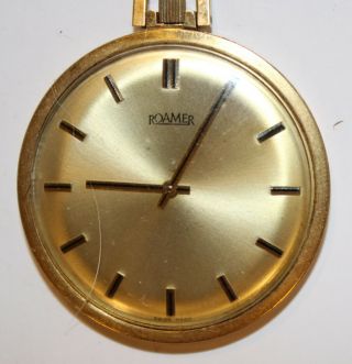 Roamer Vintage Pocket Watch Gold Plated 17 Jewels Swiss Made Running