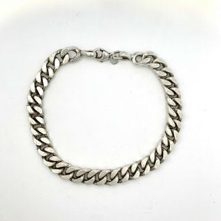Vintage Heavy Sterling Silver Unisex Curb Chain Bracelet • 8 Inches • 31.  1g