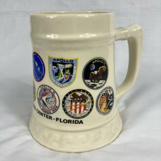 Vintage Kennedy Space Center Fl Nasa Beer Stein Apollo Missions 80s Collectors