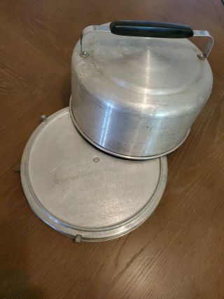 Vintage Mirro Aluminum Cake Carrier Lid Locking Mechanism Dome