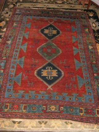 Antique 19th Century Kazak Caucasian Rug 8 