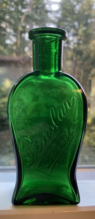 Vintage Hair Tonic Bottle Detroit Michigan Emerald Green Penslar 5 1/8 "