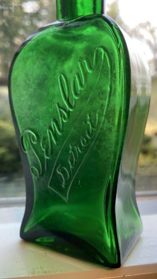 Vintage Hair Tonic Bottle Detroit Michigan Emerald Green Penslar 5 1/8 