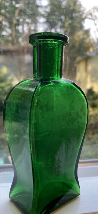 Vintage Hair Tonic Bottle Detroit Michigan Emerald Green Penslar 5 1/8 