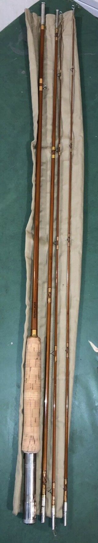 Wright & Mcgill Granger Aristocrat 4 Pc Antique Bamboo Fly Rod Sock & Tube 1938