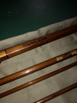 Wright & McGill Granger Aristocrat 4 Pc Antique Bamboo Fly Rod Sock & Tube 1938 3