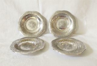Set Of Four Antique 19th Century Persian Engraved Solid Silver Dishes 725g