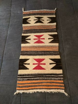 Vintage Native American Navajo Indian Butterfly Design Woven Rug