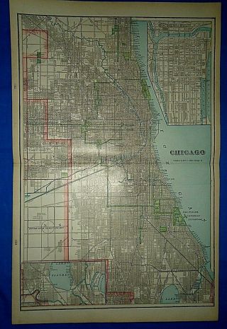 Vintage 1903 Map Chicago,  Illinois Old Antique Atlas Map
