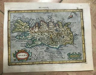 Iceland 1613 Mercator Hondius Atlas Minor Antique Map 17th Century