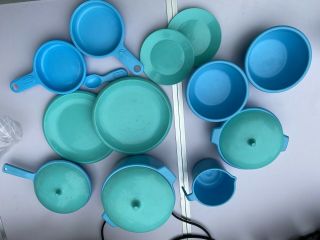Vintage Little Tikes Fisher Price Kitchen Dishes Plates Pots Pans