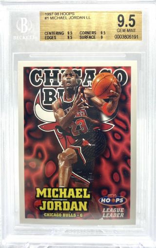 1997 - 98 Nba Hoops 1 Michael Jordan League Leader Chicago Bulls Bgs 9.  5