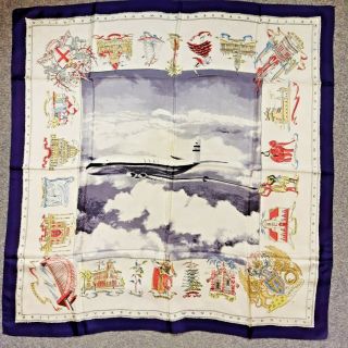 Vintage Silk Scarf B.  O.  A.  C.  Comet British Overseas Airways Corporation 1950 