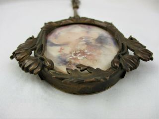 Antique,  VICTORIAN,  FRENCH,  BRONZE,  HAND PAINTED PORTRAIT,  Hand Mirror,  SIGNED,  1890 ' S 4