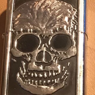 Chrome 3d Skull Zippo Lighter 2009 Skull Face Made In U.  S.  A Rare Bradford Pa