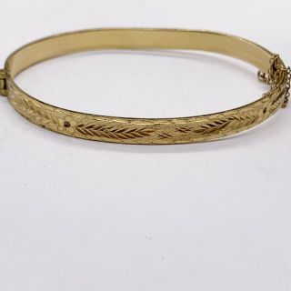 Vintage 9ct Rolled Gold Slim Fine Etched Ladies Bangle Bracelet