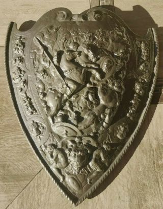 Cast Iron Medieval Style Shield C1900 Antique Renaissance Armor Plaque