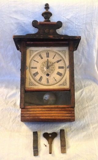 Antique/vintage/old German (württemberg) Wooden Cased Pendulum Wall Clock