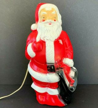 Vintage Empire Blow Mold 1968 Santa Claus With Toy Sack Light 13 Inch
