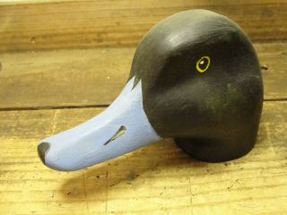 Vintage Carved Wood Blue Bill Duck Decoy Head 2 Signed & Dated Jay Knapp 1977
