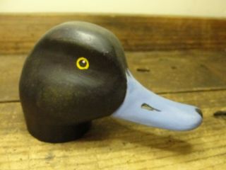 Vintage Carved Wood Blue Bill Duck Decoy Head 2 Signed & Dated Jay Knapp 1977 2
