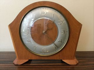 Vintage Wooden Mantle Clock Wind Up Clock